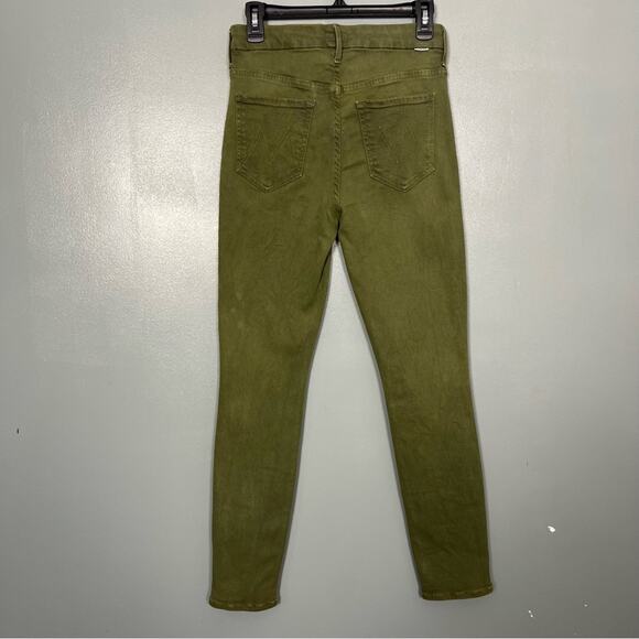 MOTHER The Looker High Waisted Ankle Skinny Jeans Olive Green Women's Size 27 - Picture 2 of 14